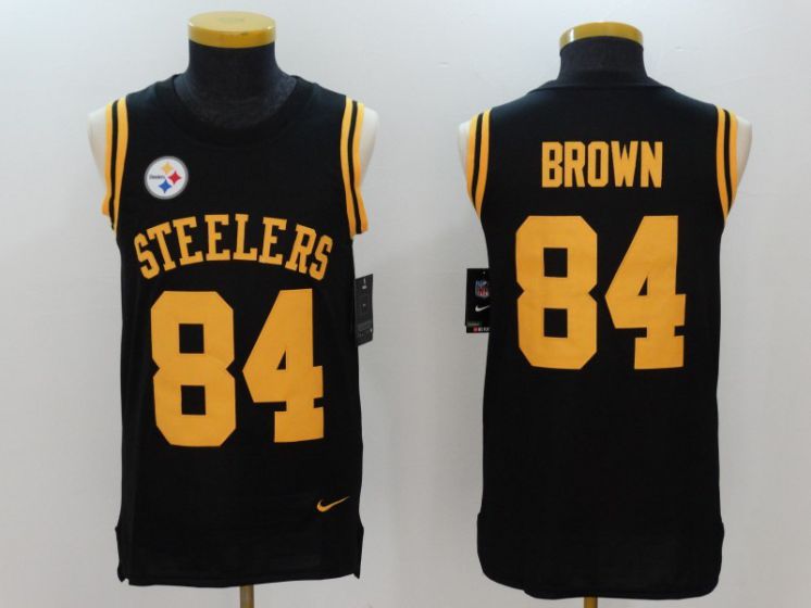 Men Pittsburgh Steelers 84 Brown Black Rush Player Name Number Tank Top stitched NFL Jerseys
